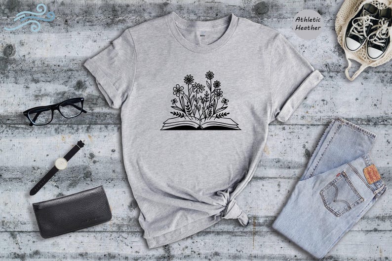 Bookworm Tee, Floral Book Graphic (Unisex Sizes S-XXL) image 7