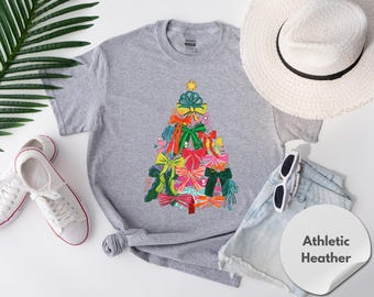 Colorful Christmas Tree Shirt: Floral Coquette Holiday Tee