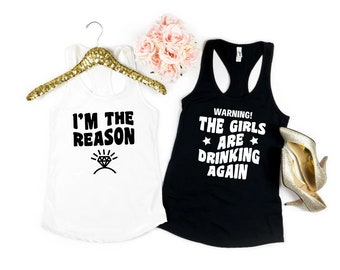 I'am The Reason Tank, Warning The Girls Are Drinking Again Tanks, Drinking Buddies Top, Girls Team Tanks, Vacation Top, Travel Shirt