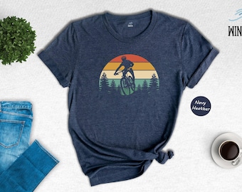 Retro Mountain Biking Shirt: Vintage Sunset Design Tee