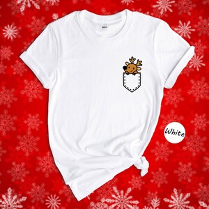 Pocket Christmas Reindeer Shirt, Pocket Design Xmas Tee, Cute Reindeer Shirt, Cute Christmas Tee, Christmas Party Tee, Family Reunion