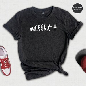 Disc Golf Evolution Shirt, Funny Frisbee Golf Tee, Evolution of Man Graphic T-Shirt, Gift for Disc Golfer, Unisex Soft Cotton Tee image 2