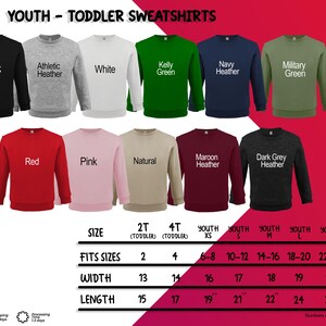 a collection of youth and toddler sweatshirts in various colors and sizes, arranged in a visually appealing manner.