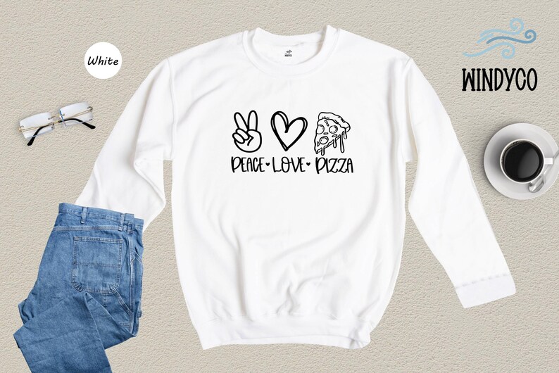 Peace Love Pizza Tee, Foodie Shirt, Casual Style (Unisex S-XXL) image 8