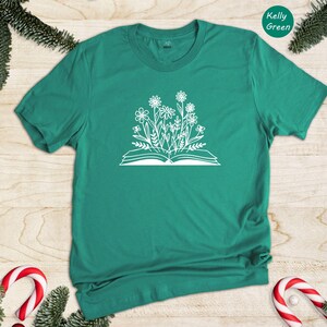 Bookworm Tee, Floral Book Graphic (Unisex Sizes S-XXL) image 2