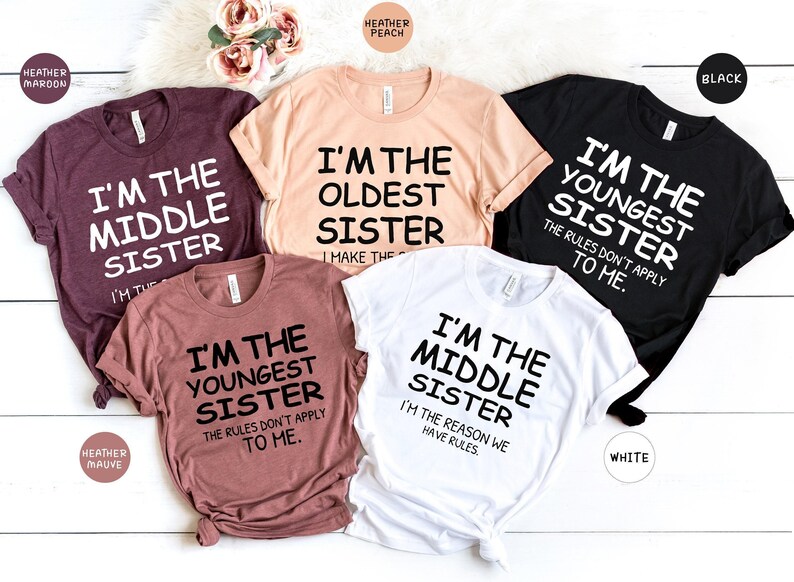 Sister Shirts: Matching Big, Middle & Little Sis Tees - Cotton Blend image 1