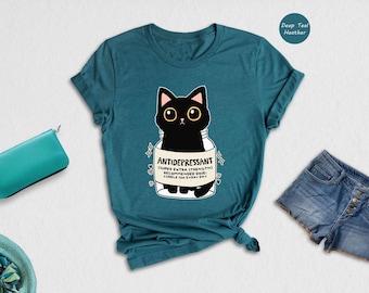 Antidepressant Cat T-Shirt: Mental Health Awareness, Funny Therapy Tee