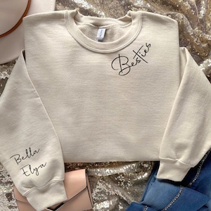 Custom Besties Sweatshirt, Custom Best Friend Gift, Girl&#39;s Personalized Besties Sweater, BFF Gifts For Women, Best Friend Birthday Gift