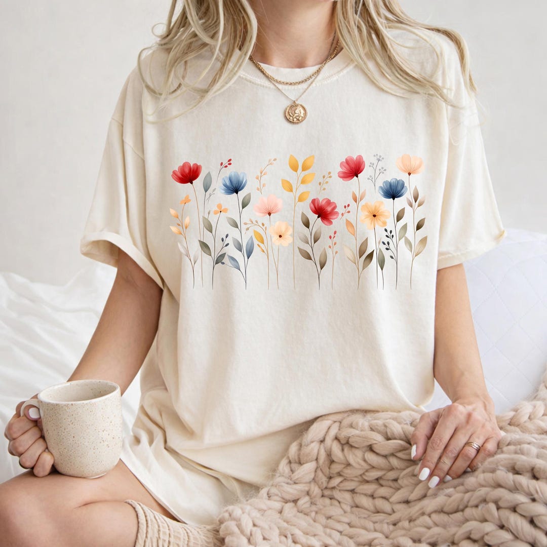 Comfort Colors® Wildflower Botanical Shirt, Cottagecore Floral Tee ...