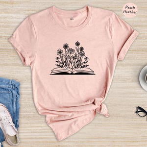 Bookworm Tee, Floral Book Graphic (Unisex Sizes S-XXL) image 5