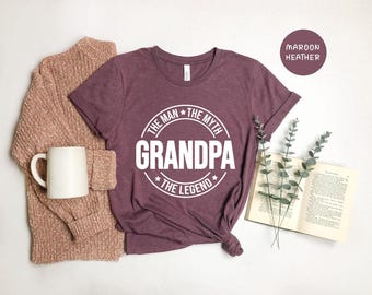 Grandpa The Man The Myth The Legend Shirt, Funny Grandfather Gift, Fathers Day Tee for Grandpa, Birthday Gift from Grandkids