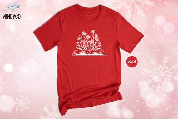 Bookworm Tee, Floral Book Graphic (Unisex Sizes S-XXL)