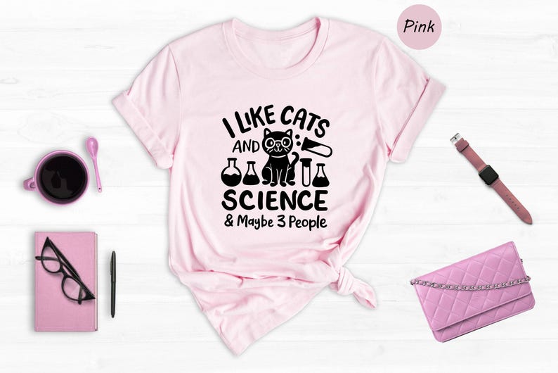Science Teacher Shirt, Funny Cat Design (Unisex Sizes S-XXL) image 4