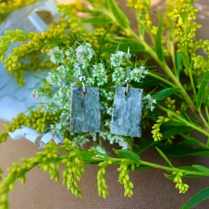 Square Birch Bark Earrings