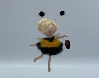 Thank you Gift Needle Felted Fairy Bumble Bee Felt Beautiful Wool Art