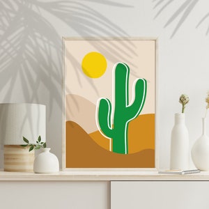 Kaktus Poster Postkarte Plakat DIN A3 A4 A5 A6 Grafikdatei grün braun Wüste Bild Selbstdrucken Druck Druckdatei Kunstdruck Kunst Natur VAJUS