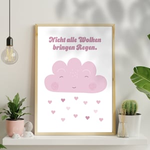 Affiche nuage coeurs rose bohème cadeau naissance bébé enfant décoration chambre d'enfant affiche carte postale modèle d'impression à imprimer soi-même de VAJUS