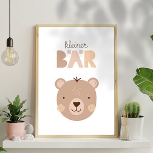 Affiche ours beige marron bohème cadeau naissance bébé décoration chambre d'enfant affiche carte postale modèle d'impression à imprimer soi-même de VAJUS