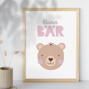 Download Bär rosa pink boho Geschenk Geburt Baby Dekoration Kinderzimmer Poster Plakat Postkarte Druckvorlage zum Selberdrucken von VAJUS