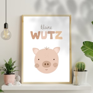 Affiche petit cochon beige marron bohème cadeau naissance bébé décoration chambre d'enfant affiche carte postale modèle d'impression auto-imprimer VAJUS