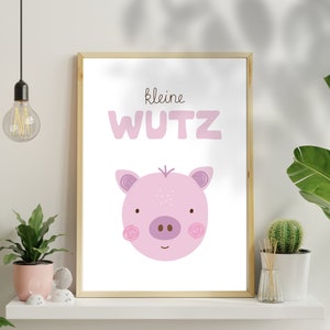 Affiche petit cochon cochon rose bohème cadeau naissance bébé décoration chambre d'enfant affiche carte postale modèle d'impression auto-imprimé VAJUS