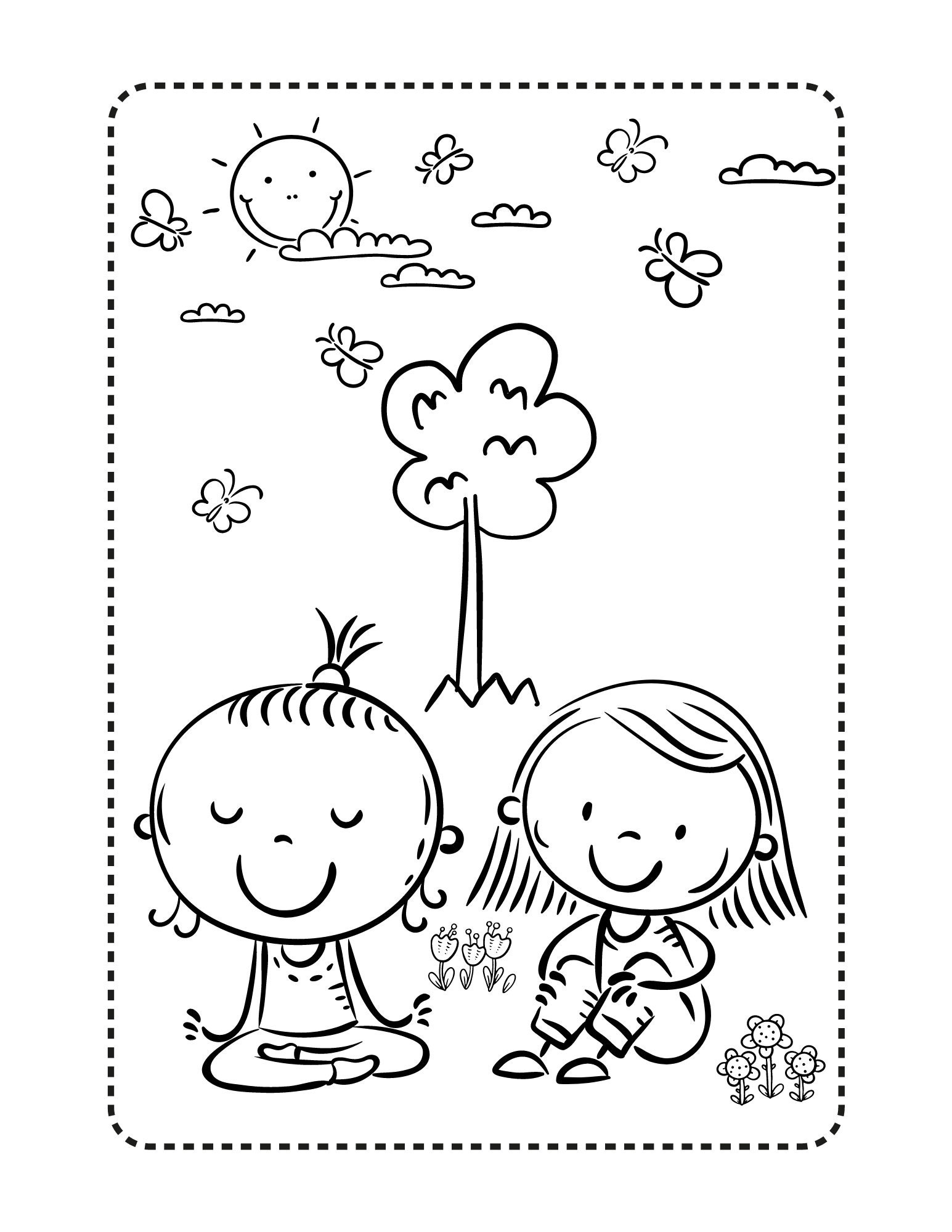 Yoga Kids and Animals Coloring Pages, Meditation Coloring, Chakras ...
