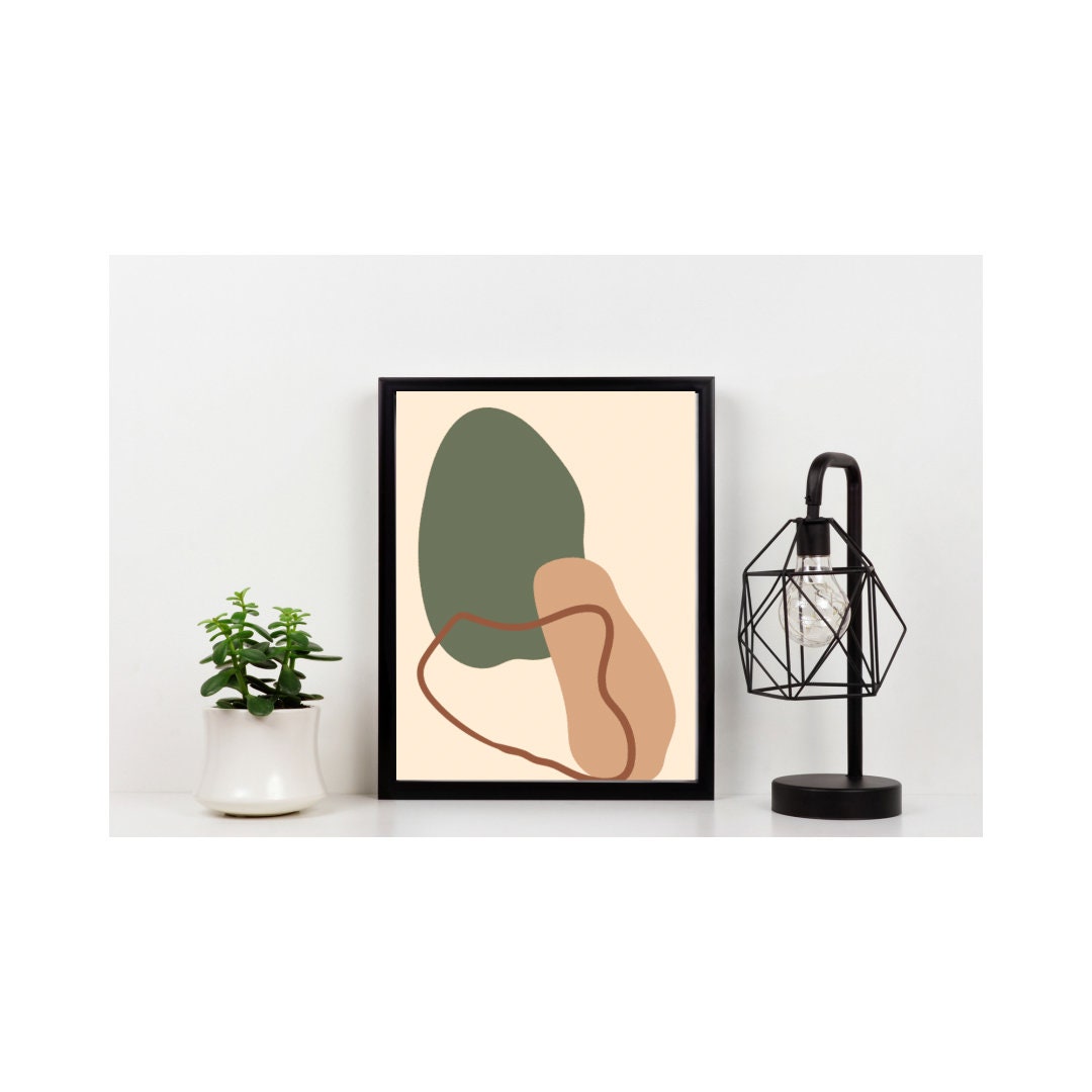 Green Taupe Brown Abstract Digital Art Printable Wall Art Etsy