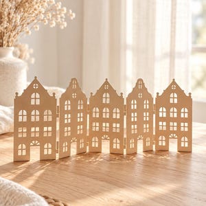 House-shaped room divider, 5-panel, country-style house backdrop decoration, winter decoration, Christmas decoration, gift idea with optional gift box