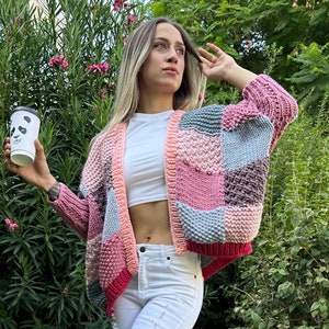 Hot Pink Patchwork Cardigan - Custom Order - Etsy Hot Pink Patchwork Cardigan - Custom Order - Etsy
