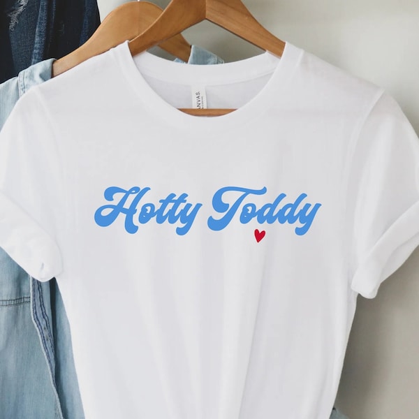 Hotty Toddy Shirt for Women Gift, Retro Hotty Toddy Print, Hotty Toddy Heart Tee, Comes in Heather Gray and White