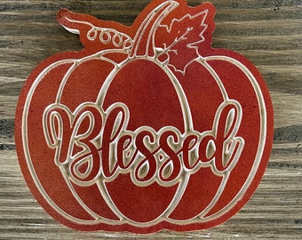 Blessed Pumpkin Fall Counter Décor, CNC file, DXF, Digital File Download
