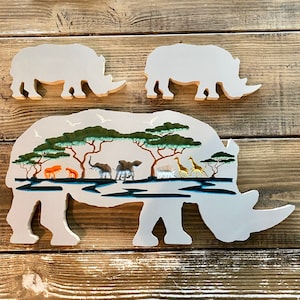 Safari Rhino Silhouette, CNC file, DXF, Digital File Download