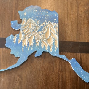 Sternennacht Alaska State Silhouette, CNC Datei, DXF, digitale Datei Download
