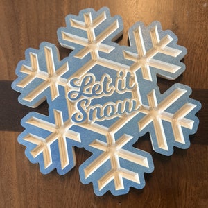 Let it Snow Snowflake, winter Counter Décor, CNC file, DXF, Digital File Download