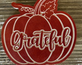 Grateful Pumpkin Fall Counter Décor, CNC file, DXF, Digital File Download