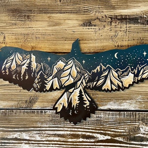Starry Night Eagle Silhouette, CNC file, DXF, Digital File Download