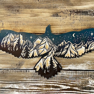 Starry Night Eagle Silhouette, fichier CNC, DXF, téléchargement de fichier numérique