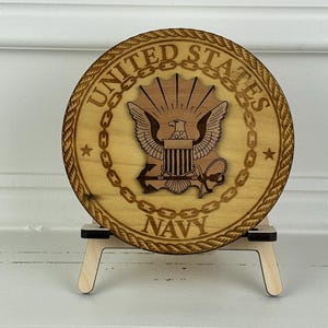 US Navy Seal Plaque: Engraved Military Desktop Decor, Maple, Red Alder
