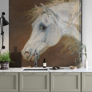 Arte de la pared del caballo, pintura del caballo vintage, impresión ecuestre antigua, decoración de la granja, decoración del caballo, pintura al óleo animal, arte de la pared del caballo, caballo