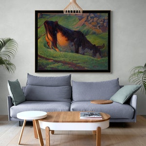 Antique Cow Painting, Country Landscape, Vintage Wall Art, Country Farmhouse Decor, Vintage Cow Painting, Vintage Landscape Painting, Cow