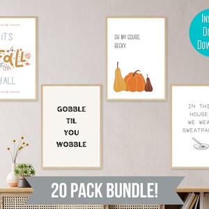 Thanksgiving Decor 20 Pack - 8 x 10in Thanksgiving Printable Wall Art - Fall Print - Autumn Prints - Instant Download