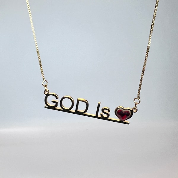 God Is Love Necklace jewelry Inspirational Religious Gold Necklace for women. Silver necklace for women