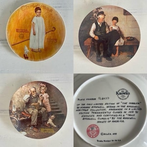 Knowles Collectable Plates Angel w Black Eye 6420, The Cobbler 12,603D, The Lighthouse Keepers 14,409G