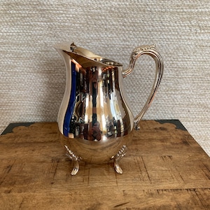 Vintage New Port Gorham Silver Plate Decorative Footed Water Pitcher P530