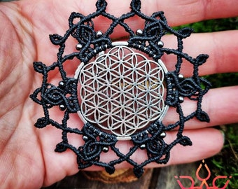 XXL Macramé Mandala Necklace Life Flower Flower of Life Ethno Festival Jewelry Bohemian Hippie Macramé Necklace Spirituality