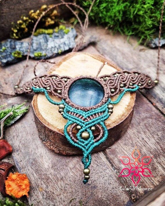 Macrame necklace stone deals