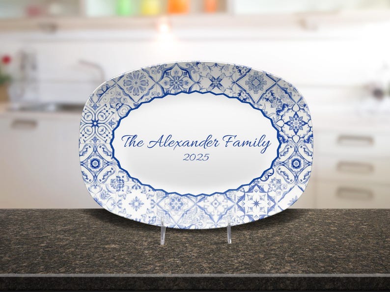 Personalized Mediterranean Style Tile Platter, Custom Family Name Plate, Personalized Wedding Gift, Custom Housewarming 画像 8