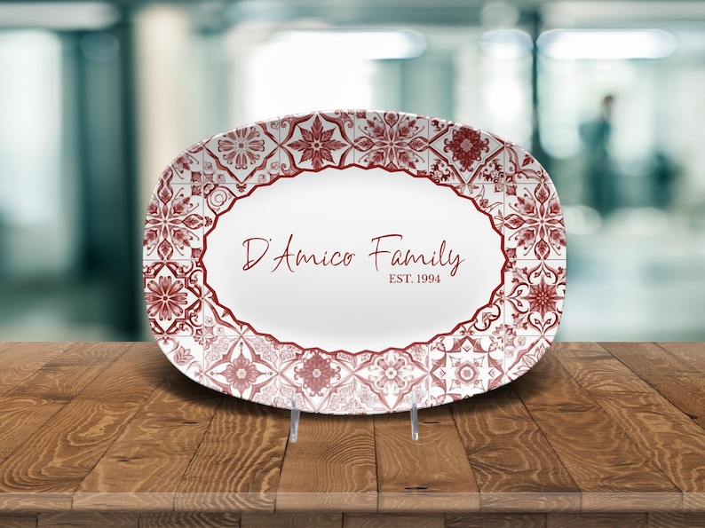 Personalized Mediterranean Style Tile Platter, Custom Family Name Plate, Personalized Wedding Gift, Custom Housewarming 画像 9