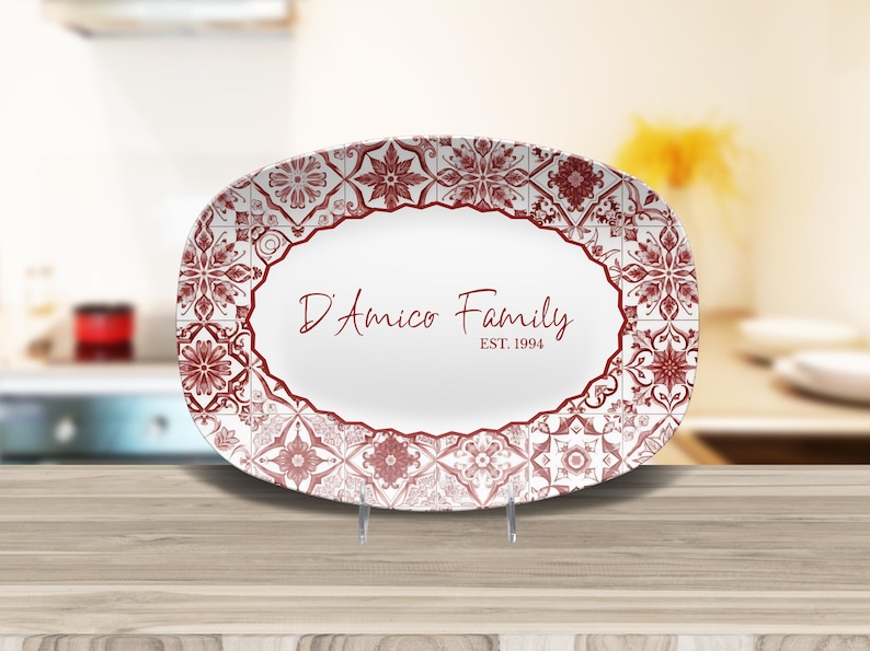 Personalized Mediterranean Style Tile Platter, Custom Family Name Plate, Personalized Wedding Gift, Custom Housewarming 画像 10
