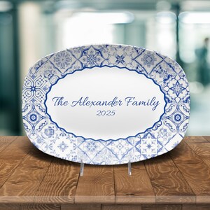 Personalized Mediterranean Style Tile Platter, Custom Family Name Plate, Personalized Wedding Gift, Custom Housewarming 画像 7